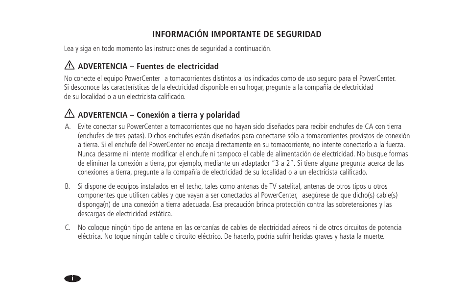 Información importante de seguridad | Monster HTS 1700 User Manual | Page 70 / 100