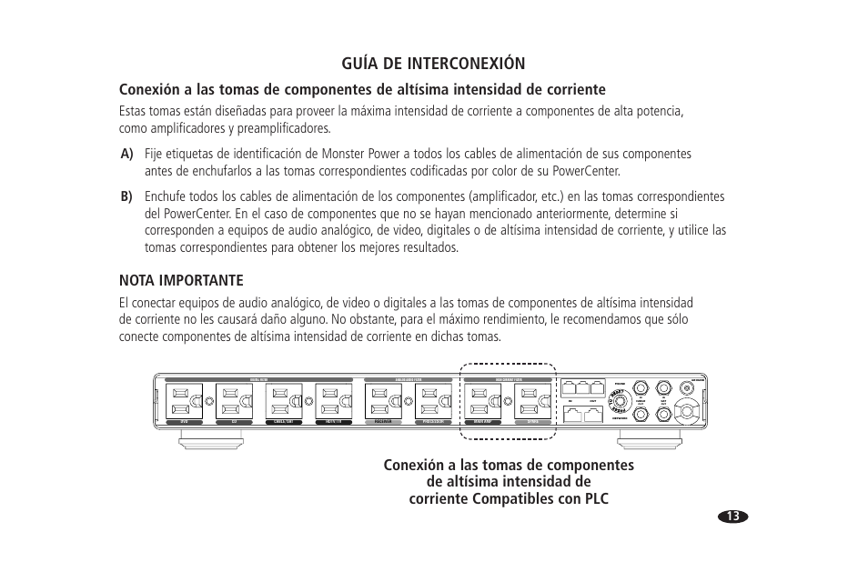 Guía de interconexión, Nota importante | Monster HTS 1700 User Manual | Page 85 / 100