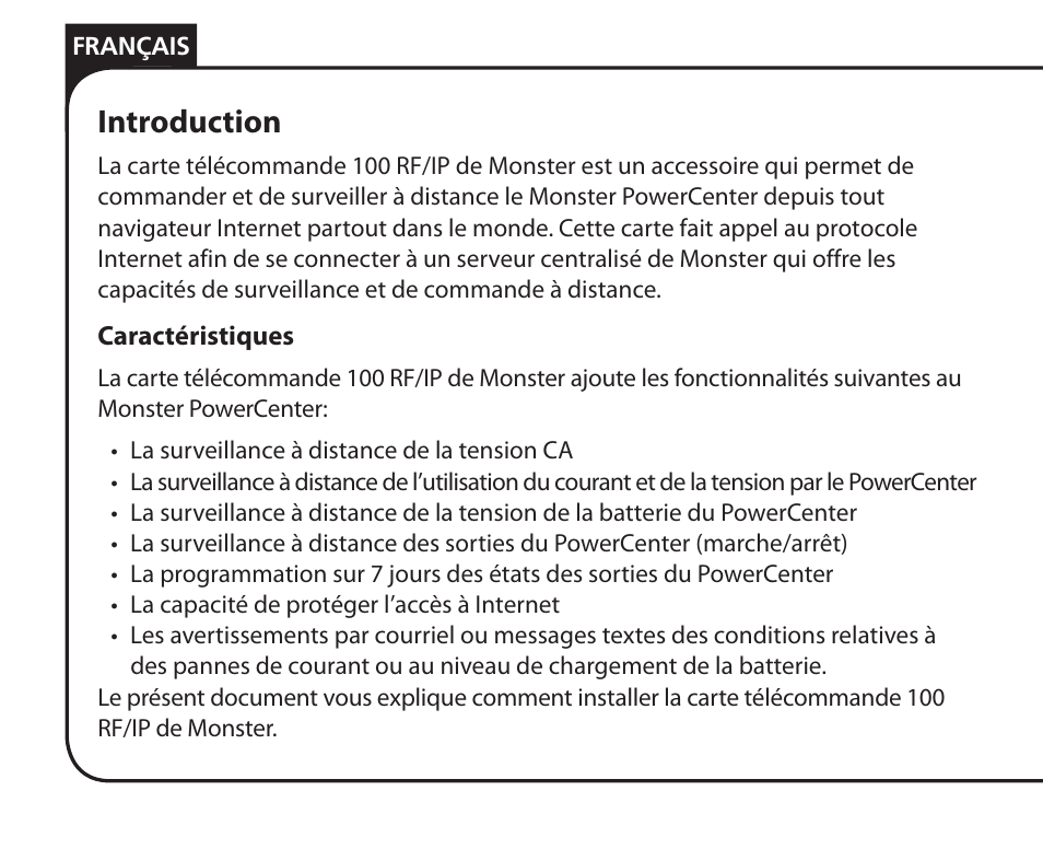 Introduction | Monster Remote Access RF/IP Card 100 User Manual | Page 18 / 50