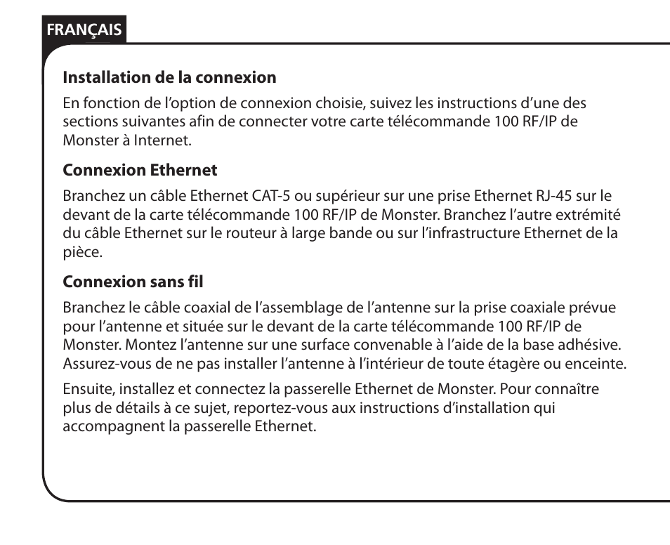 Monster Remote Access RF/IP Card 100 User Manual | Page 24 / 50