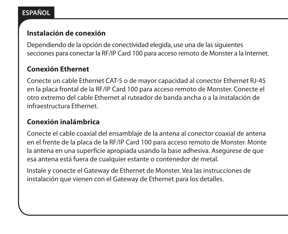 Monster Remote Access RF/IP Card 100 User Manual | Page 40 / 50