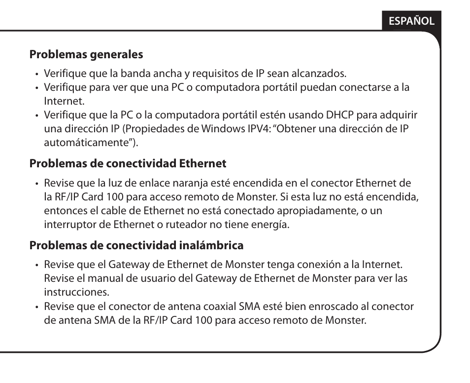 Monster Remote Access RF/IP Card 100 User Manual | Page 43 / 50
