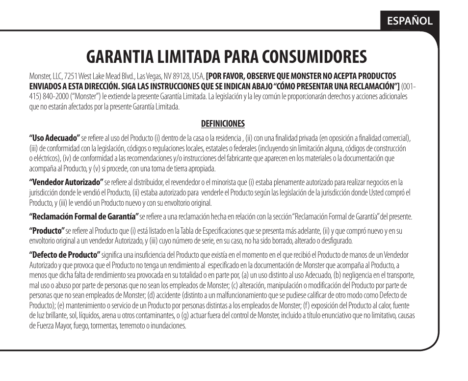 Garantia limitada para consumidores | Monster Remote Access RF/IP Card 100 User Manual | Page 45 / 50