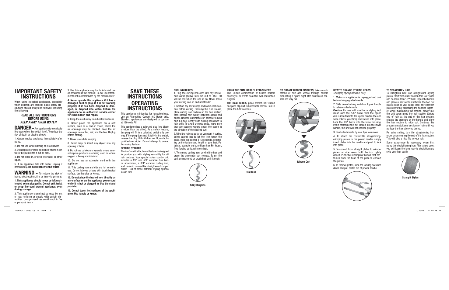 Conair CB603CS User Manual | 2 pages