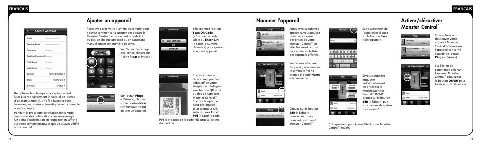 Ajouter un appareil, Nommer l’appareil, Activer/désactiver monster central | Monster PRT 100 MC User Manual | Page 12 / 25