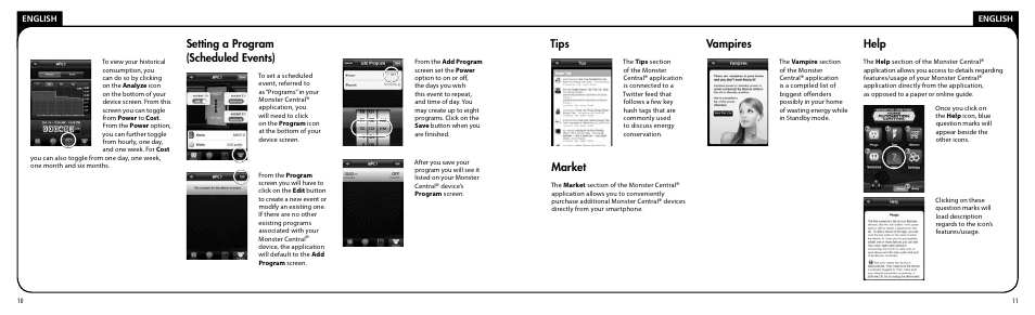 Setting a program (scheduled events), Tips market, Vampires | Help | Monster PRT 100 MC User Manual | Page 6 / 25