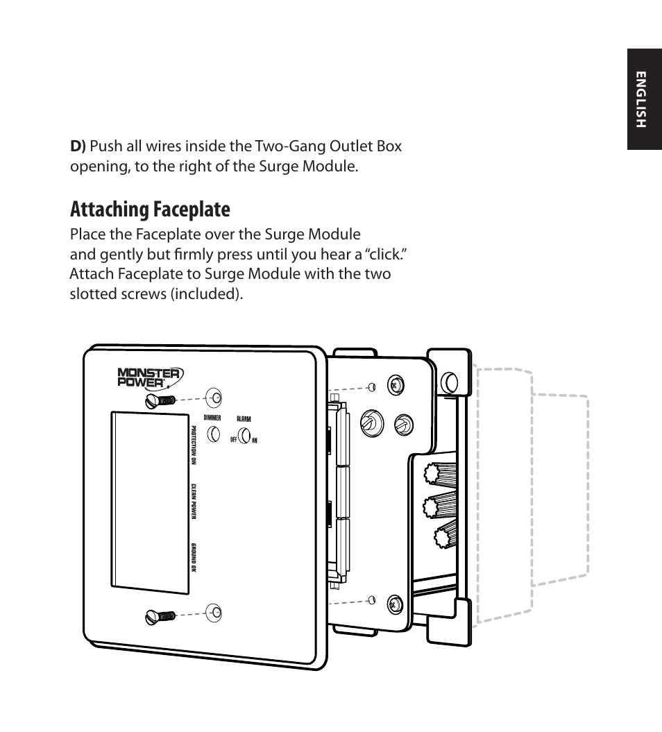 Attaching faceplate | Monster FlatScreen SuperThin In-Wall PowerCenter 200 User Manual | Page 23 / 84