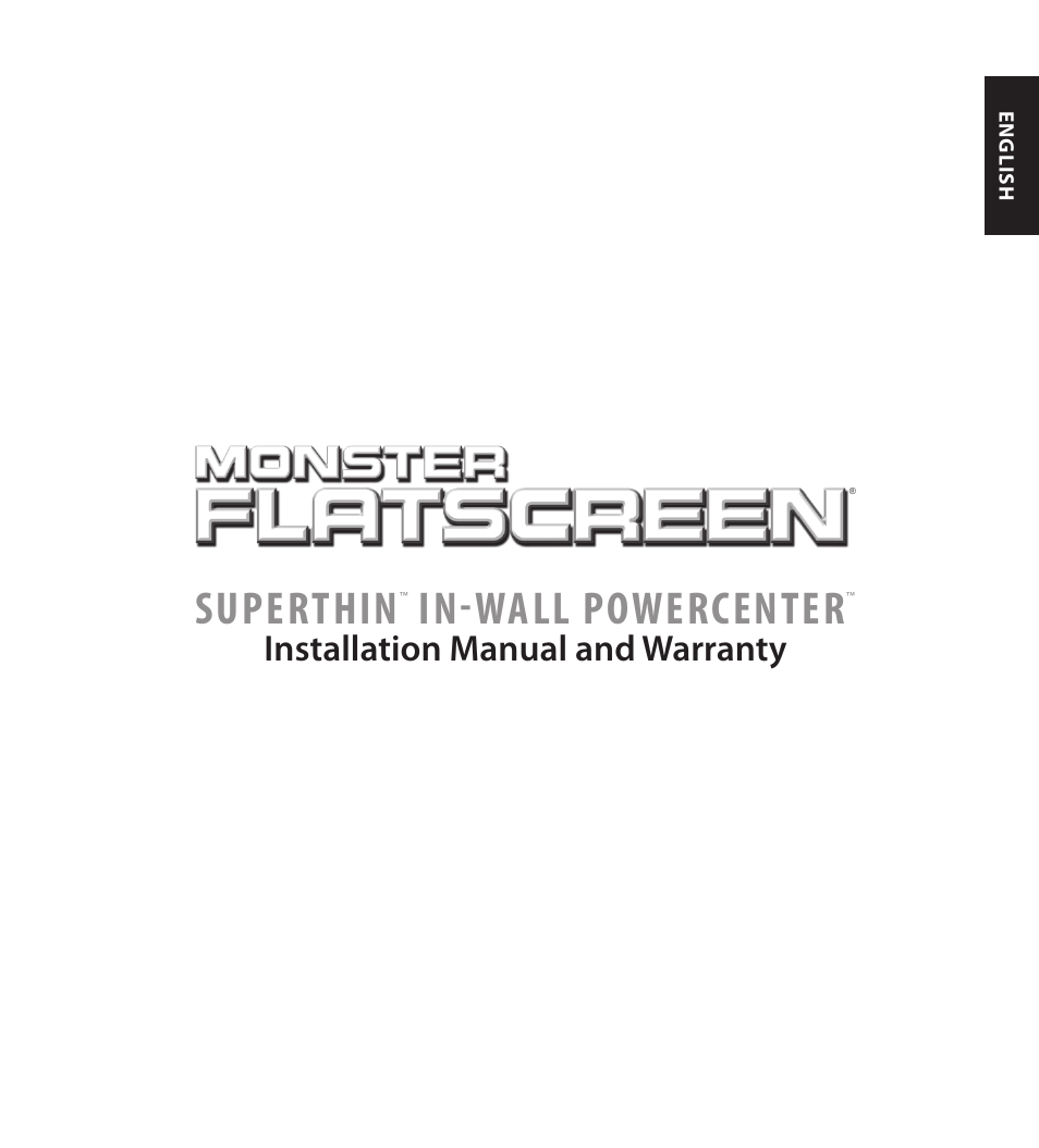 Superthin, In-wall powercenter, Installation manual and warranty | Monster FlatScreen SuperThin In-Wall PowerCenter 200 User Manual | Page 3 / 84