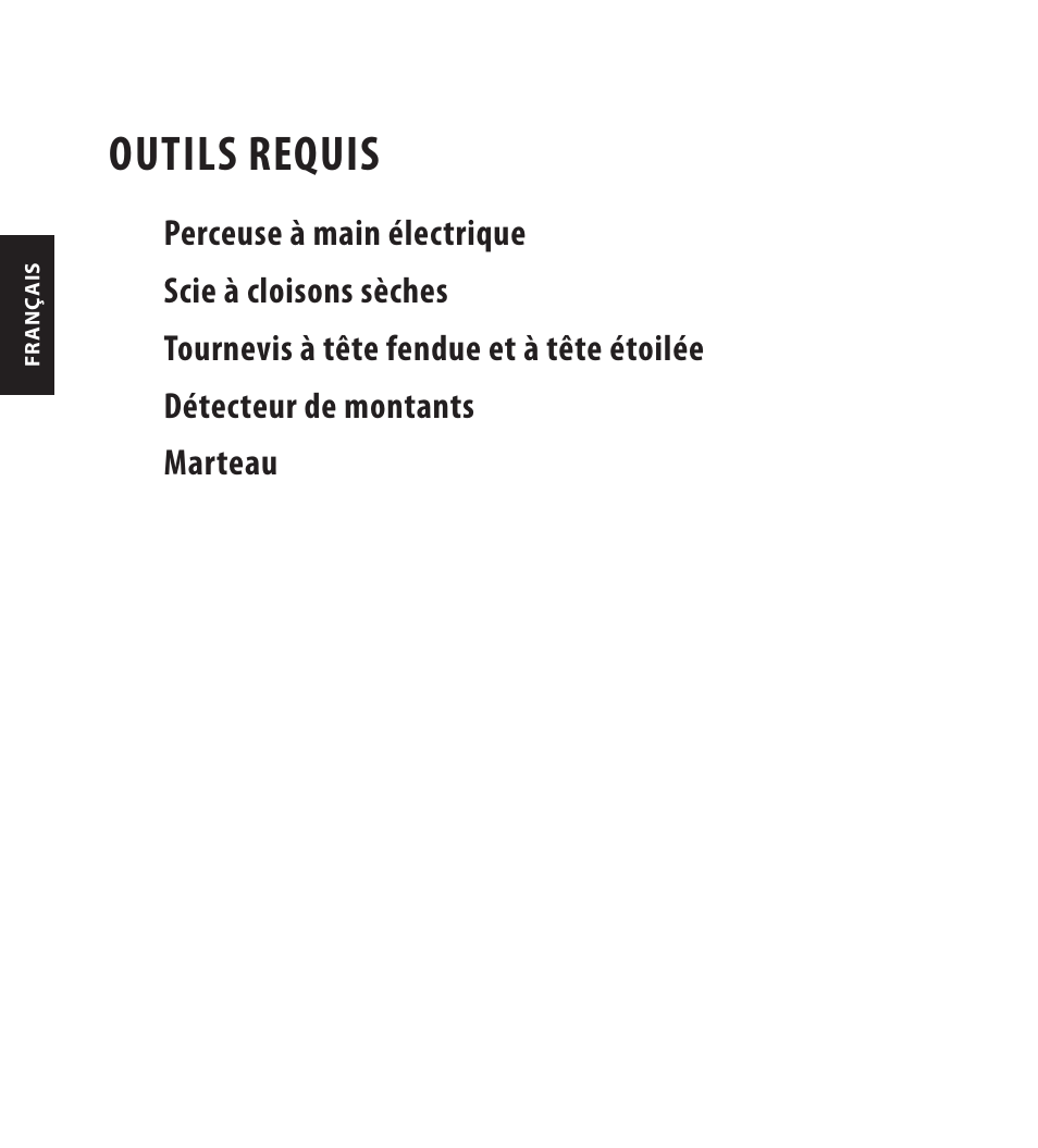 Outils requis | Monster FlatScreen SuperThin In-Wall PowerCenter 200 User Manual | Page 36 / 84