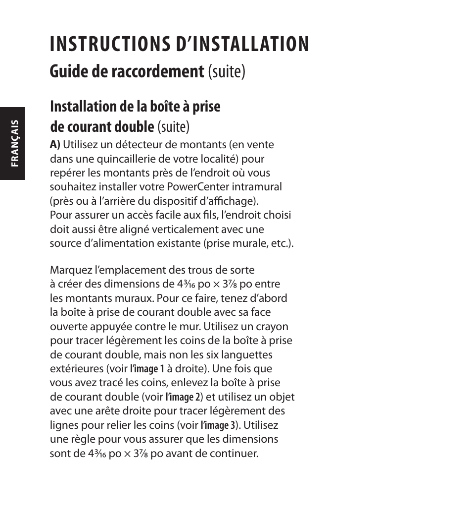 Instructions d’installation, Guide de raccordement (suite) | Monster FlatScreen SuperThin In-Wall PowerCenter 200 User Manual | Page 42 / 84