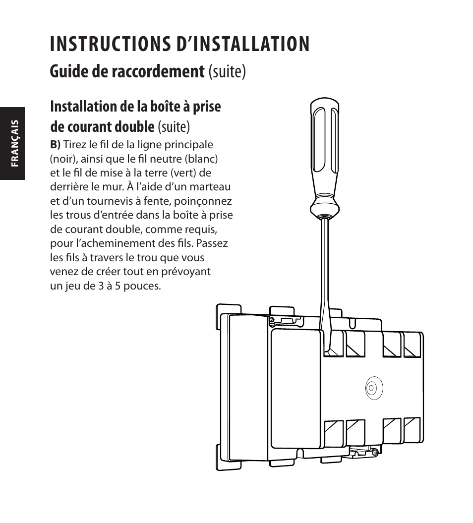 Instructions d’installation, Guide de raccordement (suite) | Monster FlatScreen SuperThin In-Wall PowerCenter 200 User Manual | Page 44 / 84