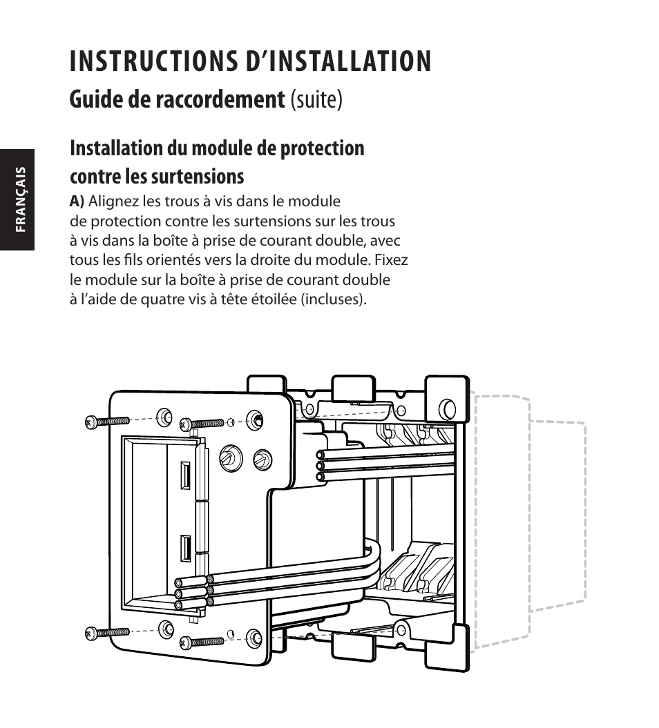 Instructions d’installation, Guide de raccordement (suite) | Monster FlatScreen SuperThin In-Wall PowerCenter 200 User Manual | Page 46 / 84