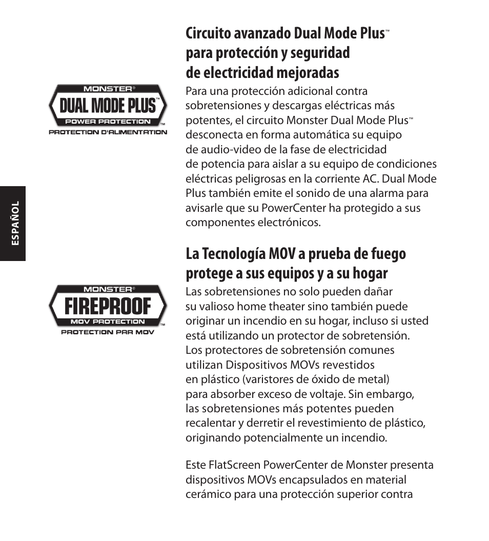 Circuito avanzado dual mode plus | Monster FlatScreen SuperThin In-Wall PowerCenter 200 User Manual | Page 58 / 84