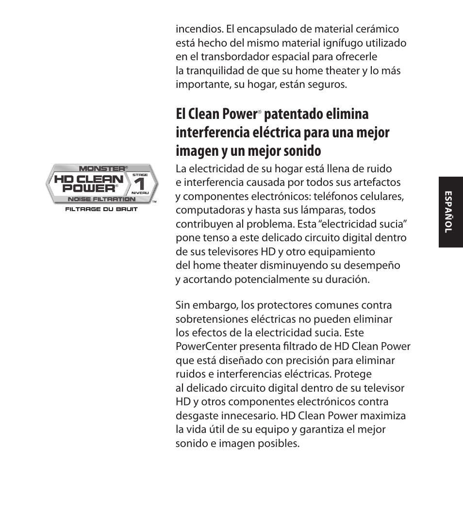 El clean power | Monster FlatScreen SuperThin In-Wall PowerCenter 200 User Manual | Page 59 / 84