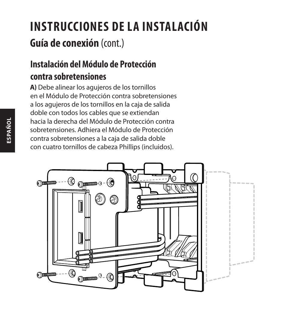 Instrucciones de la instalación, Guía de conexión (cont.) | Monster FlatScreen SuperThin In-Wall PowerCenter 200 User Manual | Page 74 / 84