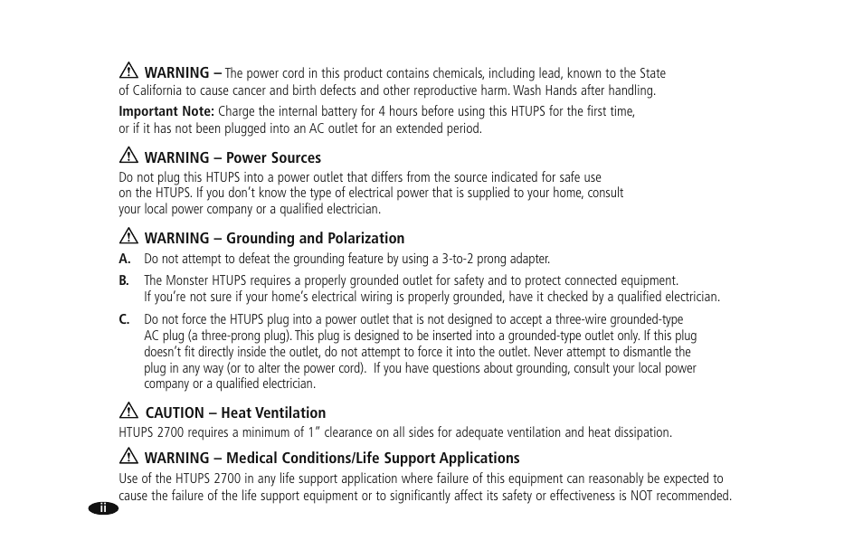Monster HTUPS 2700 User Manual | Page 6 / 36