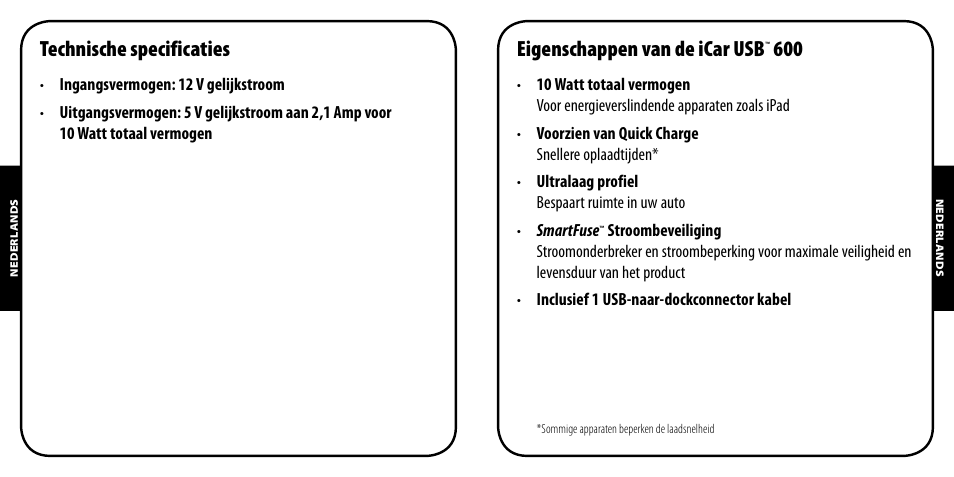 Technische specificaties, Eigenschappen van de icar usb | Monster PowerPlug USB 600 User Manual | Page 25 / 72