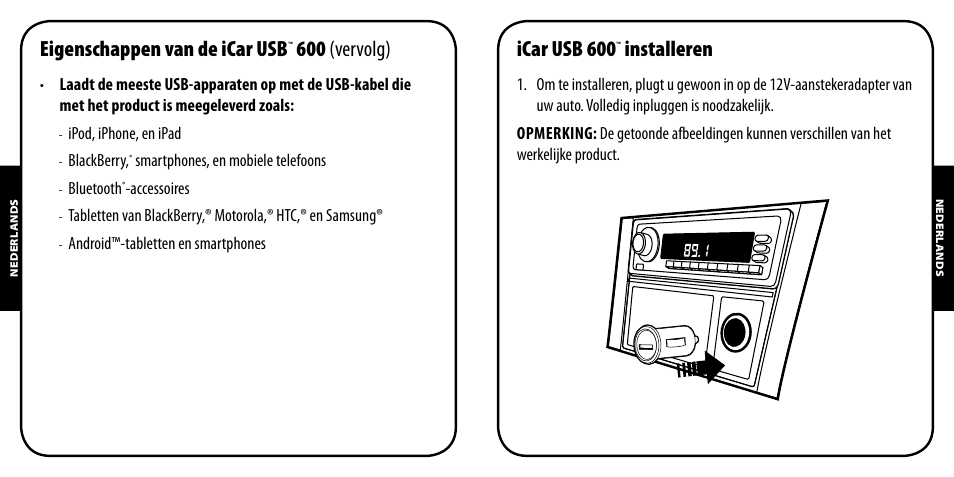 Eigenschappen van de icar usb, 600 (vervolg), Icar usb 600 | Installeren | Monster PowerPlug USB 600 User Manual | Page 26 / 72