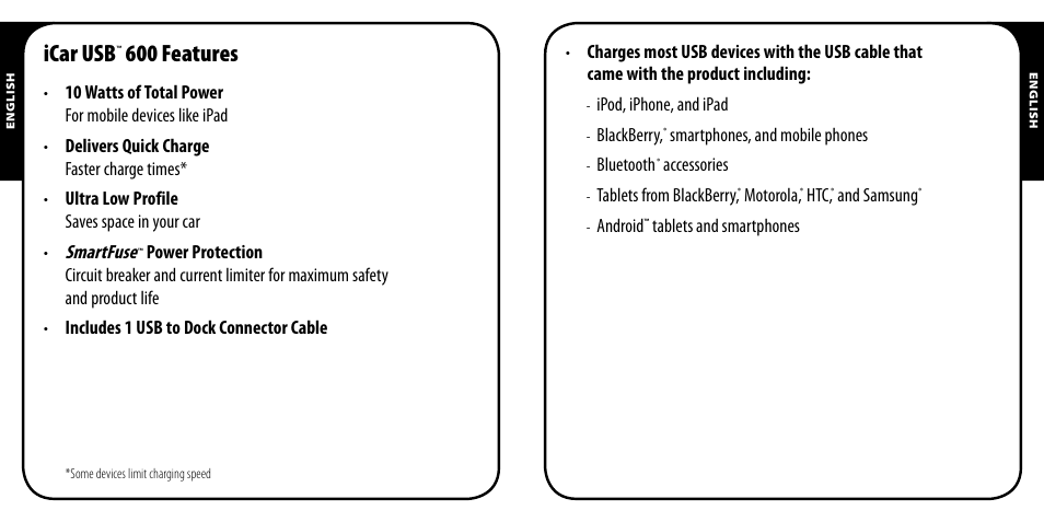 Icar usb, 600 features | Monster PowerPlug USB 600 User Manual | Page 3 / 72