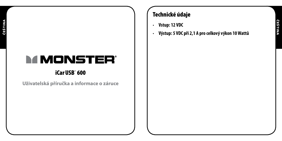 Icar usb, Technické údaje | Monster PowerPlug USB 600 User Manual | Page 57 / 72