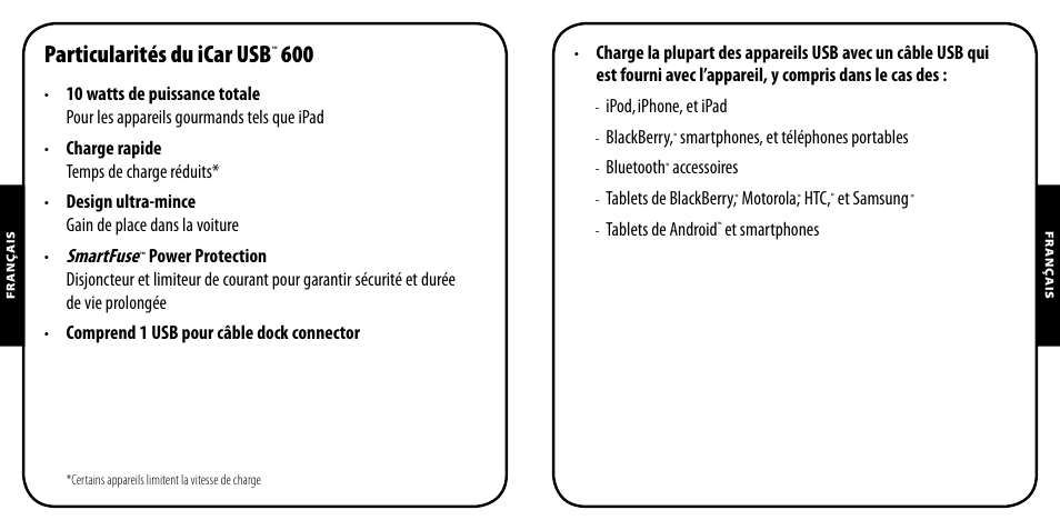 Particularités du icar usb | Monster PowerPlug USB 600 User Manual | Page 6 / 72