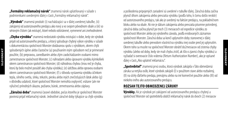Rozsah tejto obmedzenej záruky | Monster PowerPlug USB 600 User Manual | Page 67 / 72