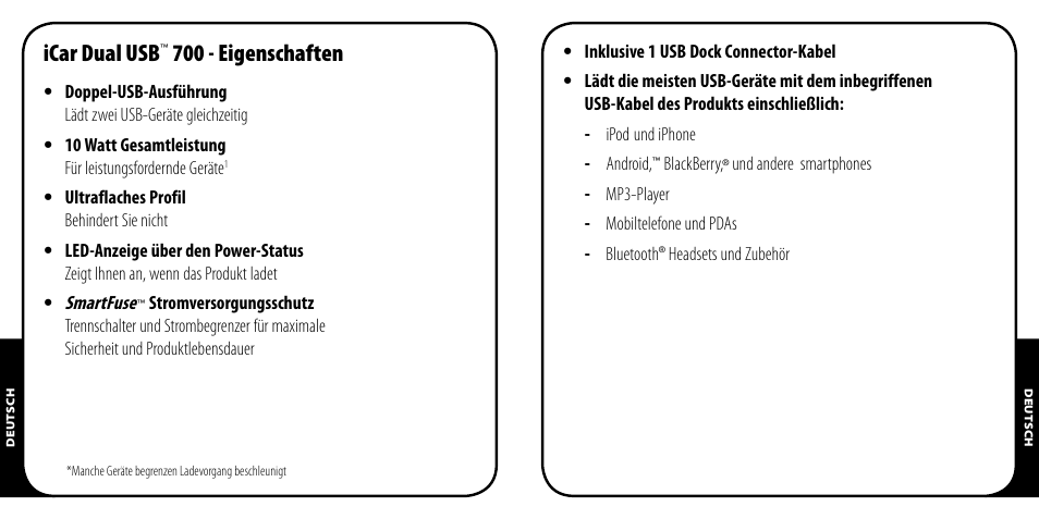 Icar dual usb, 700 - eigenschaften | Monster PowerPlug Dual USB 700 User Manual | Page 10 / 44