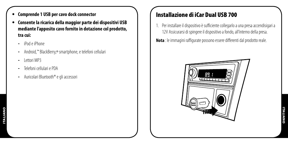 Installazione di icar dual usb 700 | Monster PowerPlug Dual USB 700 User Manual | Page 21 / 44