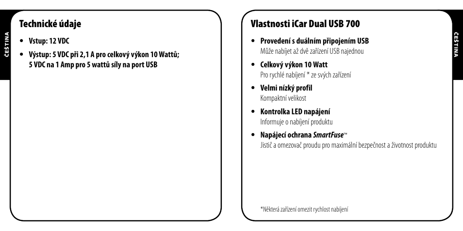 Technické údaje, Vlastnosti icar dual usb 700 | Monster PowerPlug Dual USB 700 User Manual | Page 34 / 44