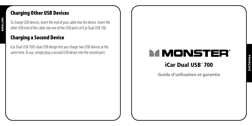 Charging other usb devices, Charging a second device, Icar dual usb | Monster PowerPlug Dual USB 700 User Manual | Page 5 / 44