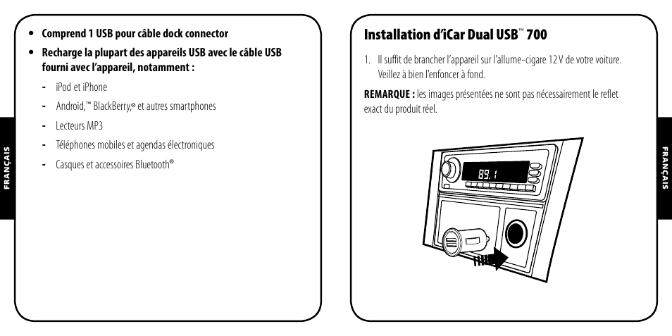 Installation d’icar dual usb | Monster PowerPlug Dual USB 700 User Manual | Page 7 / 44