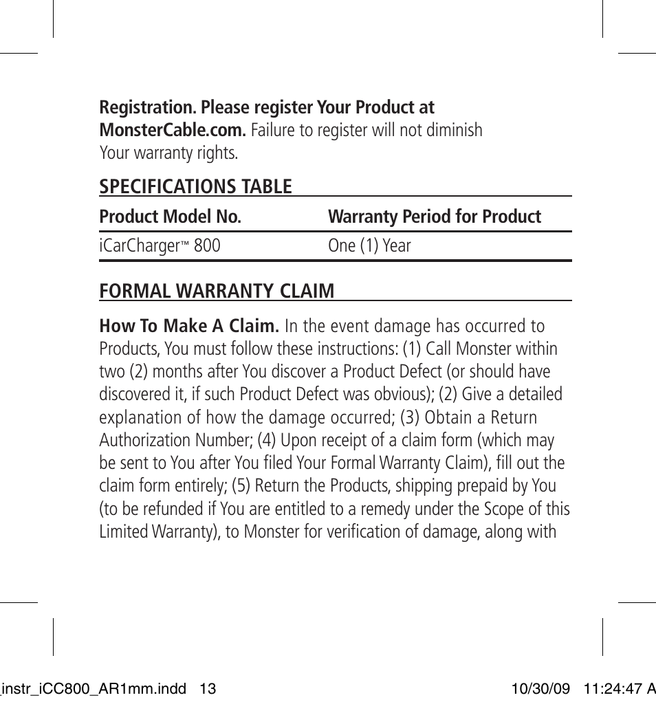 Monster iCarCharger 800 User Manual | Page 13 / 16