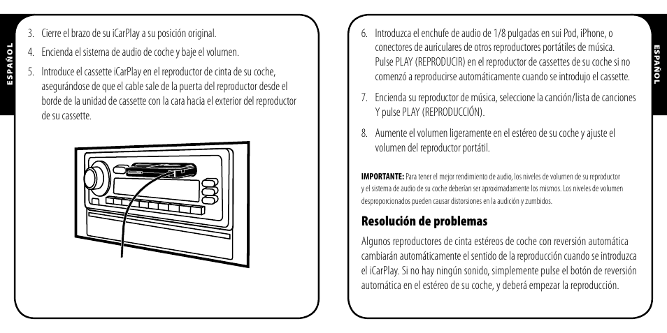 Resolución de problemas | Monster iCarPlay Cassette 800 User Manual | Page 13 / 38