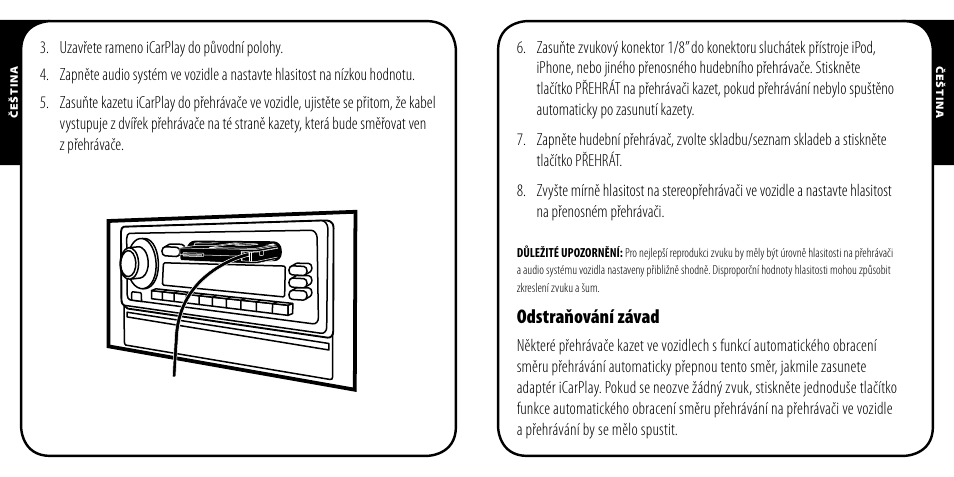 Odstraňování závad | Monster iCarPlay Cassette 800 User Manual | Page 31 / 38