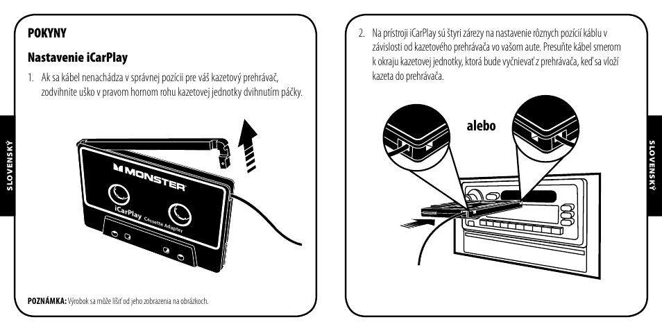 Alebo, Pokyny nastavenie icarplay | Monster iCarPlay Cassette 800 User Manual | Page 33 / 38