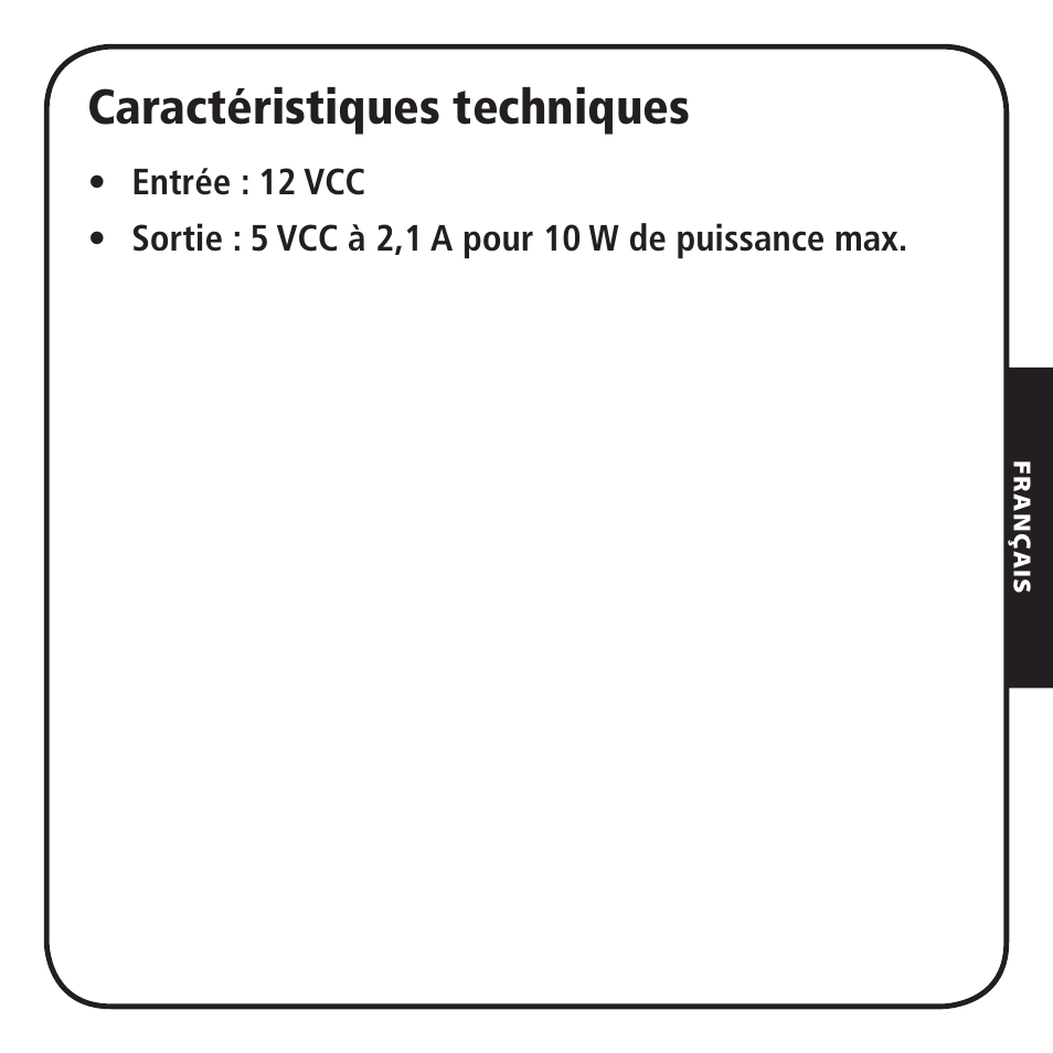 Caractéristiques techniques | Monster iCarPlay Direct Connect 2000 User Manual | Page 21 / 64