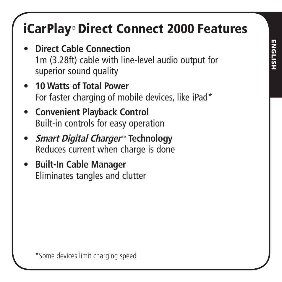 Icarplay, Direct connect 2000 features | Monster iCarPlay Direct Connect 2000 User Manual | Page 3 / 64