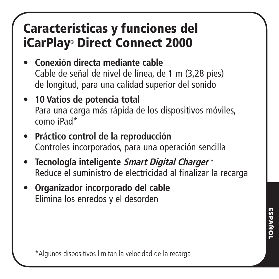 Características y funciones del icarplay, Direct connect 2000 | Monster iCarPlay Direct Connect 2000 User Manual | Page 43 / 64