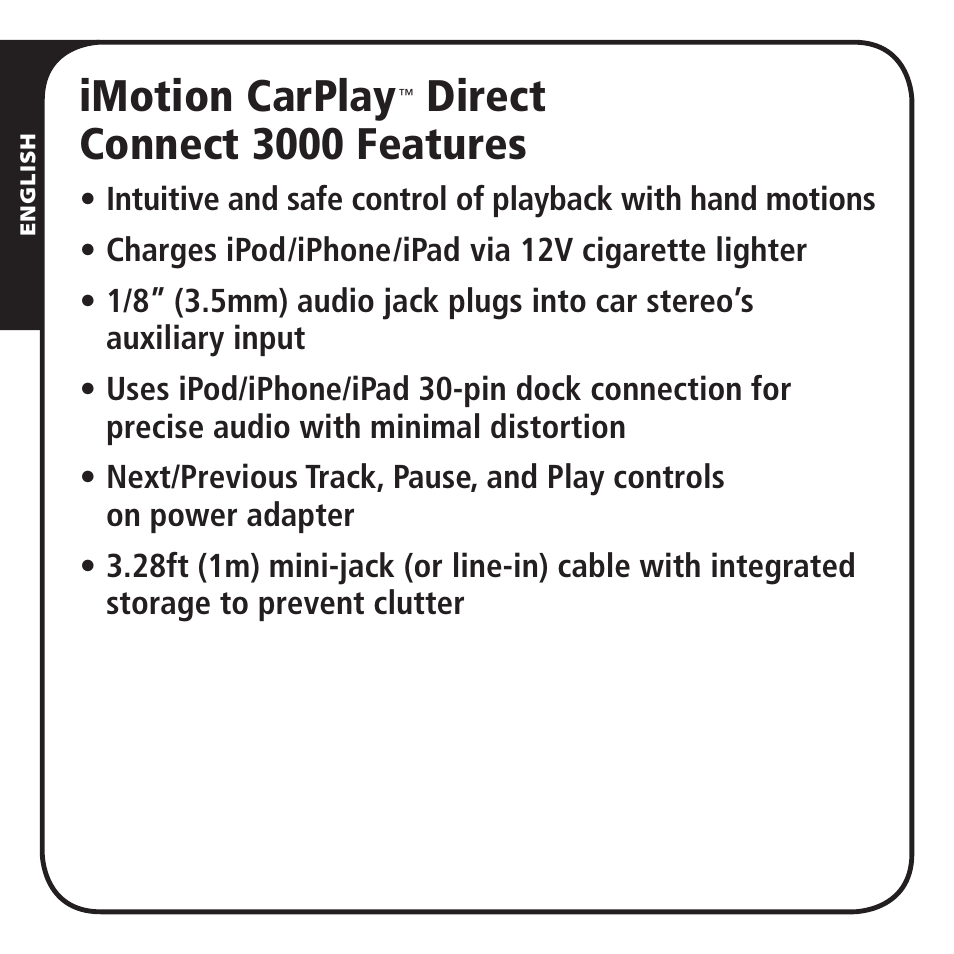 Imotion carplay, Direct connect 3000 features | Monster iMotion CarPlay Direct Connect 3000 User Manual | Page 2 / 52