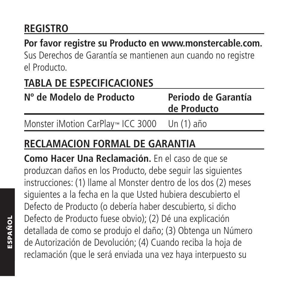 Monster iMotion CarPlay Direct Connect 3000 User Manual | Page 48 / 52