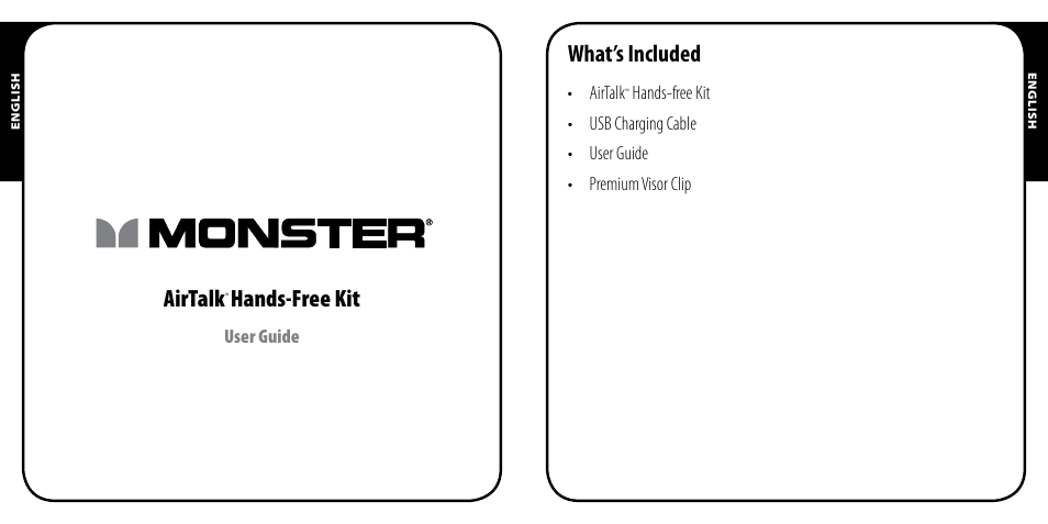 Airtalk, Hands-free kit, What’s included | Monster AirTalk Hands-Free Kit User Manual | Page 2 / 97