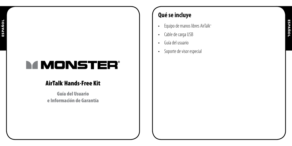 Airtalk, Hands-free kit, Qué se incluye | Monster AirTalk Hands-Free Kit User Manual | Page 25 / 97