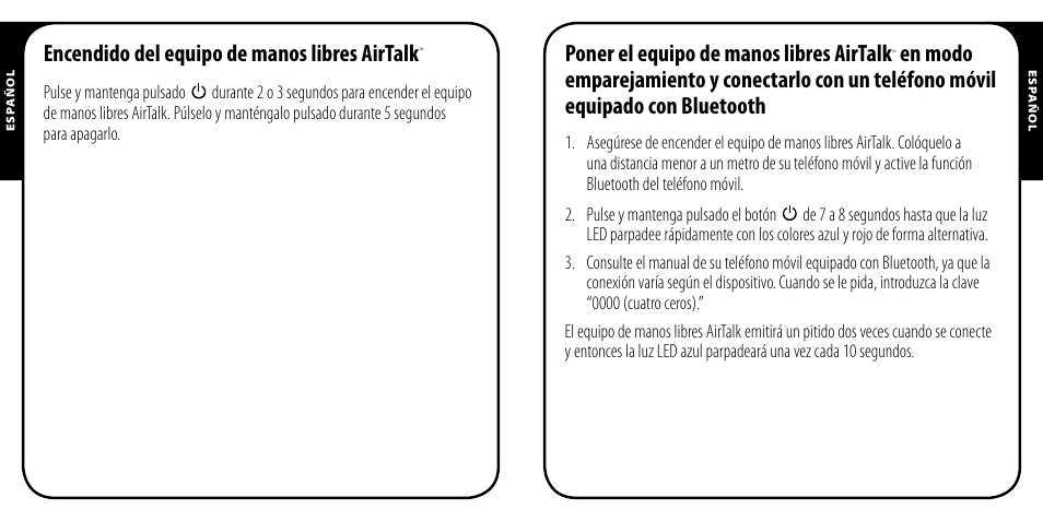 Encendido del equipo de manos libres airtalk, Poner el equipo de manos libres airtalk | Monster AirTalk Hands-Free Kit User Manual | Page 30 / 97