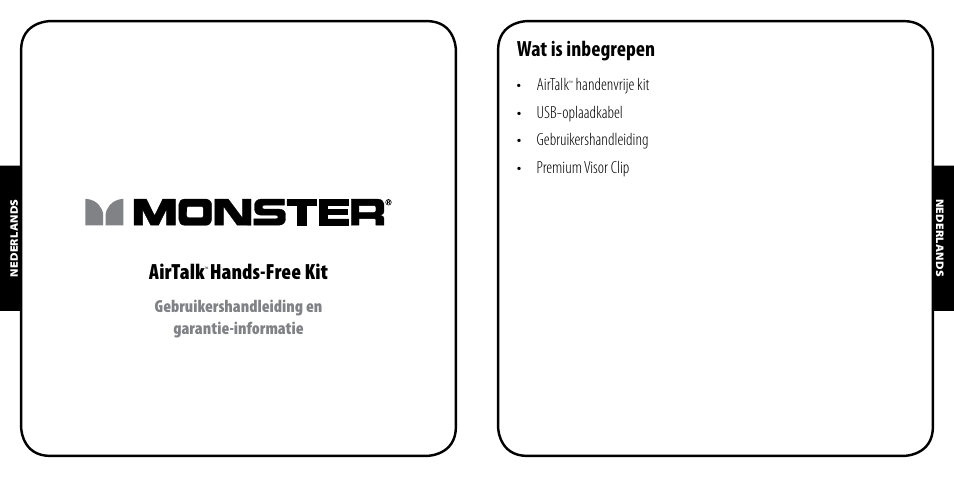 Airtalk, Hands-free kit, Wat is inbegrepen | Monster AirTalk Hands-Free Kit User Manual | Page 33 / 97