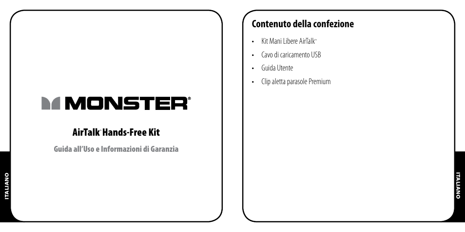 Airtalk, Hands-free kit, Contenuto della confezione | Monster AirTalk Hands-Free Kit User Manual | Page 41 / 97