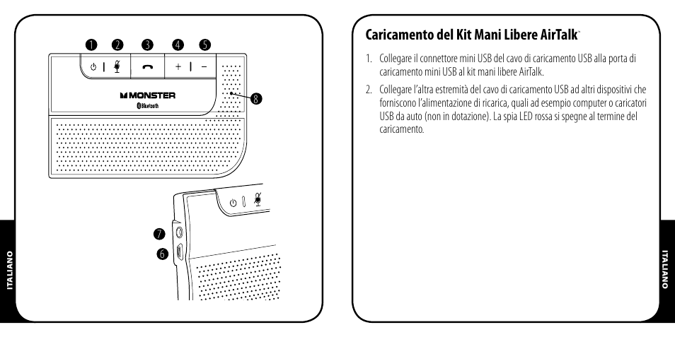 Caricamento del kit mani libere airtalk | Monster AirTalk Hands-Free Kit User Manual | Page 45 / 97