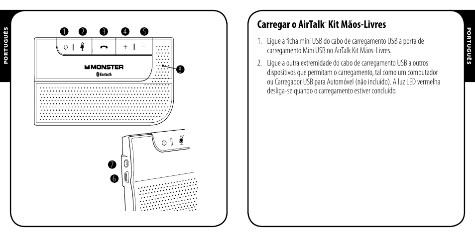 Carregar o airtalk, Kit mãos-livres | Monster AirTalk Hands-Free Kit User Manual | Page 53 / 97