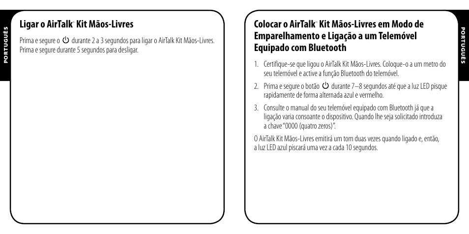 Ligar o airtalk, Kit mãos-livres, Colocar o airtalk | Monster AirTalk Hands-Free Kit User Manual | Page 54 / 97