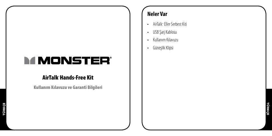 Airtalk, Hands-free kit, Neler var | Monster AirTalk Hands-Free Kit User Manual | Page 65 / 97