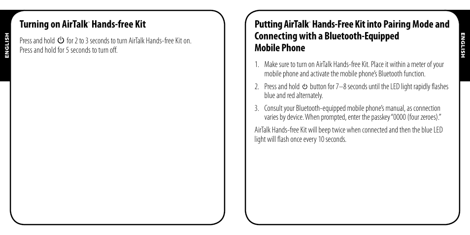 Turning on airtalk, Hands-free kit, Putting airtalk | Monster AirTalk Hands-Free Kit User Manual | Page 7 / 97